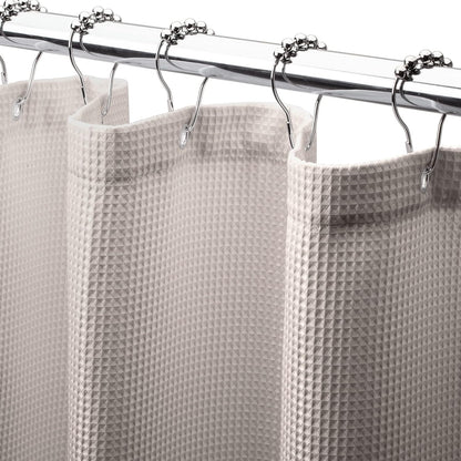 White Shower Curtain Fabric, Waffle Shower Curtains for Bathroom, Cloth Shower Curtain Heavy Duty, Thick Bathroom Shower Curtains Hotel Quality, Premium Polyester, 72x72 Inches