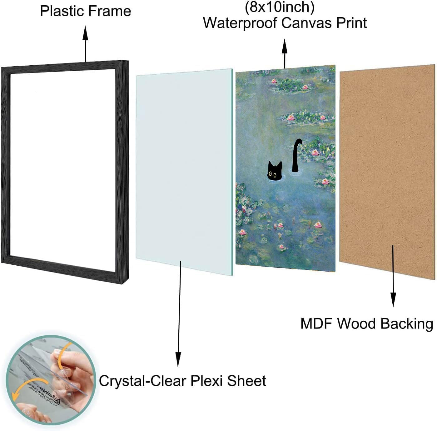 Cat Wall Art Monet Prints Vintage Canvas Wall Art Funny Cat in Water Lilies Posters for Room Bedroom Living Room Bathroom Wall Decor Aesthetic (Size: 8''x10''x1pcs)