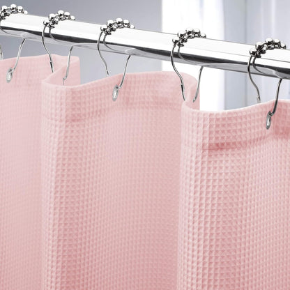 White Shower Curtain Fabric, Waffle Shower Curtains for Bathroom, Cloth Shower Curtain Heavy Duty, Thick Bathroom Shower Curtains Hotel Quality, Premium Polyester, 72x72 Inches
