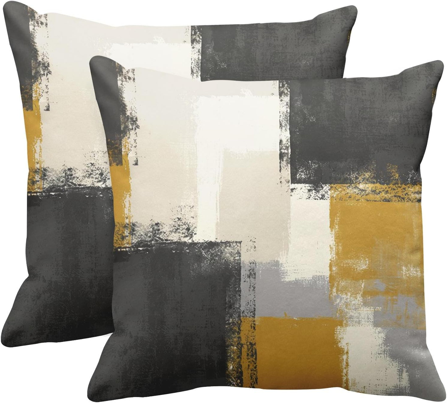 Emvency Set of 2 Throw Pillow Covers Modern Abstract Painting Blue White and Gray Decorative Sofa Pillow Cases Home Decor Standard Square 18x18 Inches Pillowcases