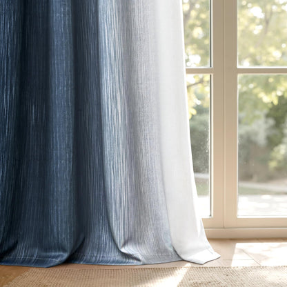 Ombre 100% Blackout Curtains, Navy Blue and Greyish White Full Room Darkening Thermal Insulated 84 Inches Long Drapes for Bedroom/Living Room Grommet Window Treatments Modern 52Wx84L, Set of 2
