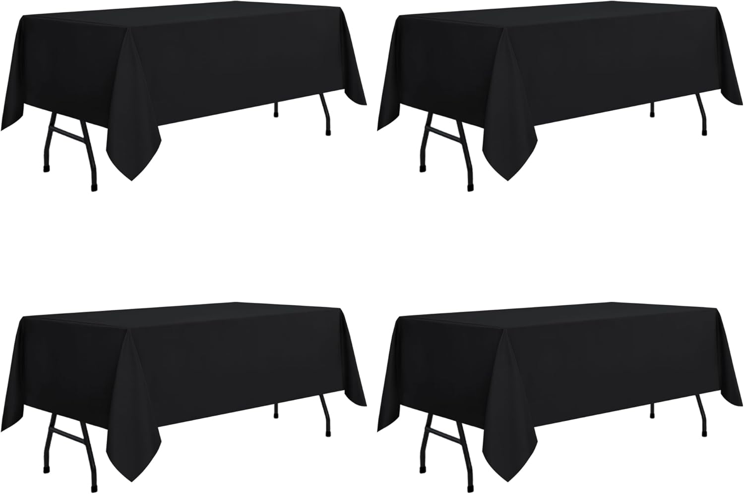 Rectangle Tablecloth - 60 x 84 Inch - Stain and Wrinkle Resistant Washable Polyester Table Cloth, Decorative Fabric Table Cover for Dining Tables, Buffet Parties and Camping, Black