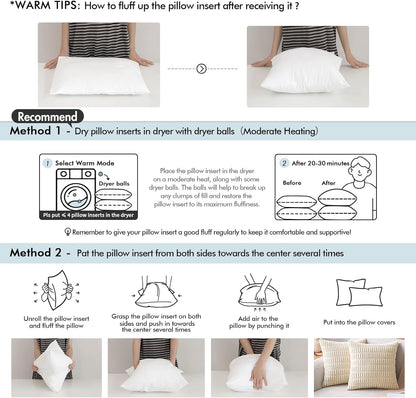 MIULEE Throw Pillow Insert Premium Pillow Stuffer Sham Rectangle for Decorative Cushion Bed Couch Sofa 12x20 Inch