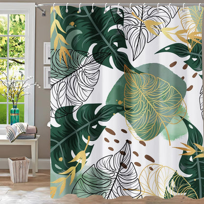 Shower Curtain Blue Eucalyptus Shower Curtains for Bathroom, Watercolor Leaf Shower Curtain Sets Waterproof Plant Shower Curtain Leaves Fabric Cloth Bathroom Curtains 72x72 inch with Hooks