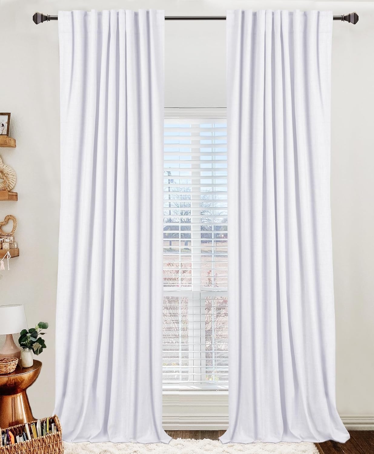 100% Blackout Shield Blackout Curtains for Bedroom 84 Inches Long, Back Tab/Rod Pocket Living Room Drapes, Thermal Insulated Blackout Curtains 2 Panels Set, 50" W x 84" L, Cream