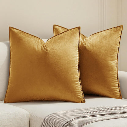 MIULEE Brown Velvet Throw Pillow Covers 20x20 Soft Decorative Solid Square Cushion Cases Pack of 2 Modern Luxury Home Decor for Couch, Sofa, Bedroom