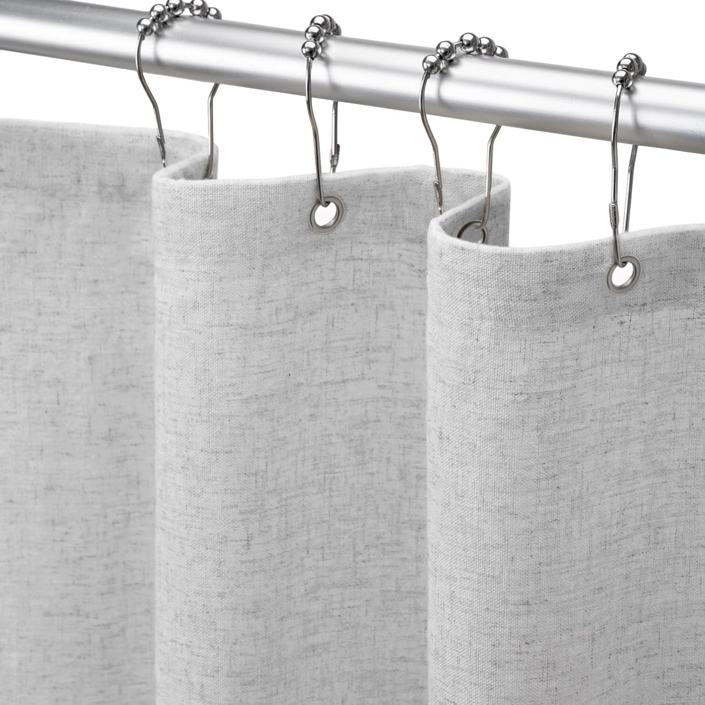 Shower Curtain Beige, Fabric Boho Farmhouse Shower Curtains for Bathroom Cream Cotton Natural Cloth Liner Set 72" W x 72" L