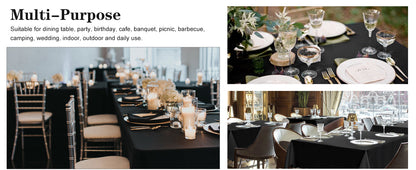 Rectangle Tablecloth - 60 x 84 Inch - Stain and Wrinkle Resistant Washable Polyester Table Cloth, Decorative Fabric Table Cover for Dining Tables, Buffet Parties and Camping, Black