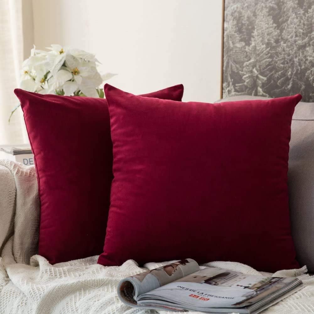 MIULEE Velvet Throw Pillow Covers 18x18 Inch, Pack of 2 - Dark Blue, Super Soft Decorative Square Cushion Cases Modern Luxury Home Decor for Sofa, Couch, Bed, Chair