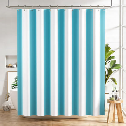 Shower Curtain, Washable Cloth Black Shower Curtain Sets with 12 Shower Curtain Hooks, Fabric Rustic Black and White Striped Curtain, Farmhouse Bathroom Curtains, 72x72 Inches