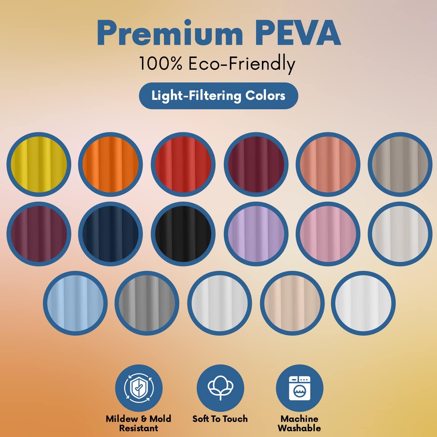 No Smell Shower Curtain Liner 72x72 White - PEVA Plastic Shower Curtain for Bathroom, PVC-Free Waterproof Shower Liner with Metal Grommets and Magnet-Weighted Bottom Hem - Washable Inner Liner