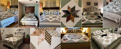 Quilts Queen Size Patchwork Bedspread Set - 100% Cotton Reversible Breathable Green Earth Geometric Quilted Quilt with Pillow Shams for All Seasons