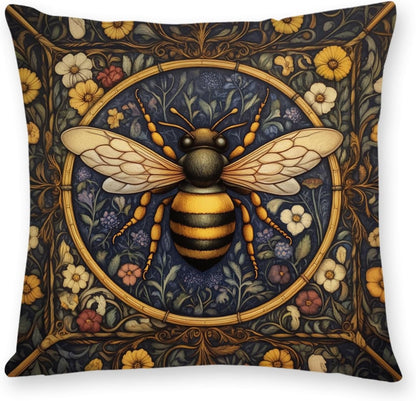 William Morris Abstract Vintage Print Floral Velvet Design Throw Pillow Covers Home Decor, Retro Art Decor Pillowcase Cushion Cover for Bed Sofa Living Room, Square 18x18inch (Black-Floral2)